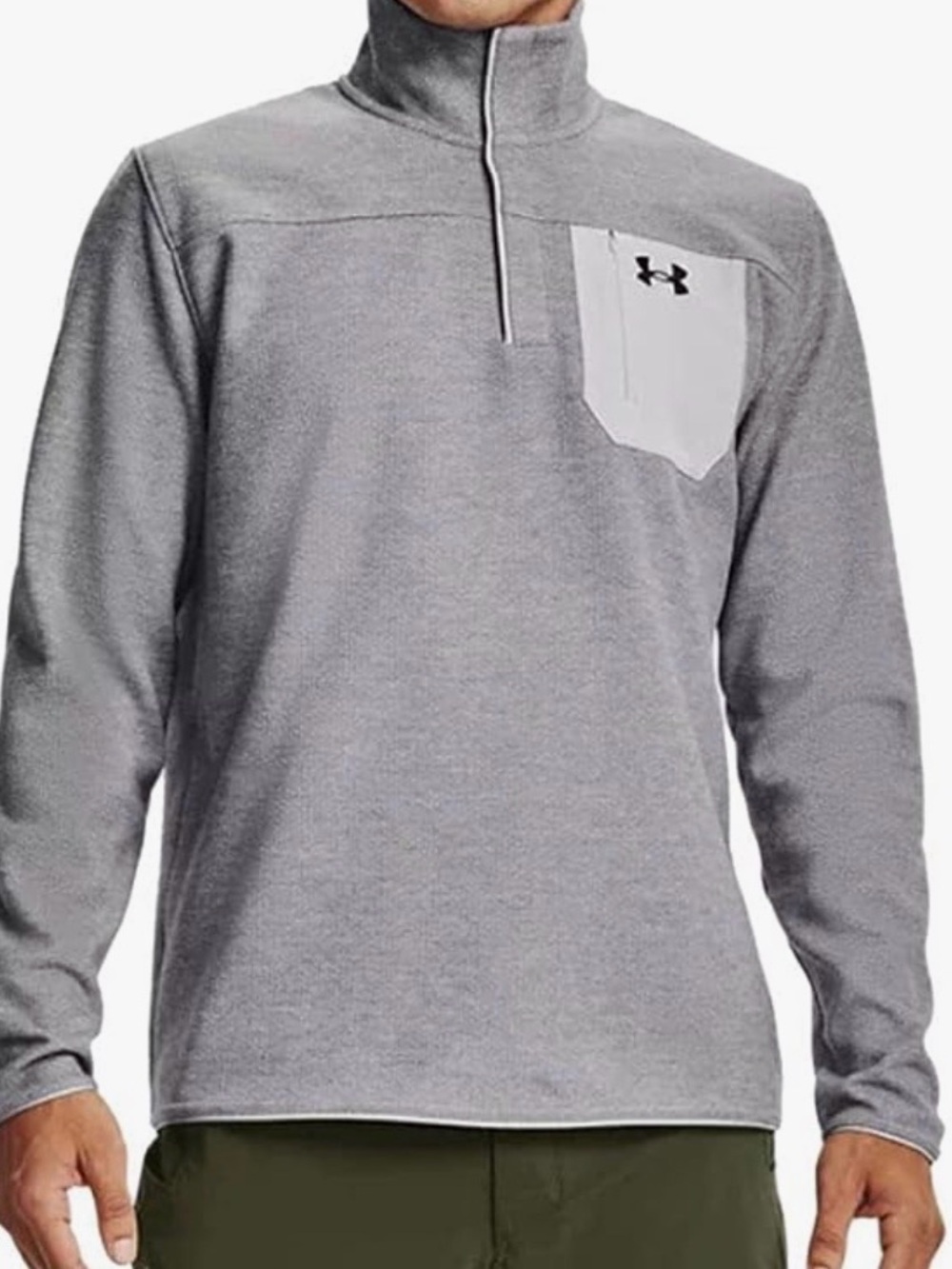 Under Armour Gray Quarter-Zip Pullover with White Chest Pocket